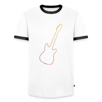 Guitariste Hommes Guitare électrique guitare électronique - T-shirt contrasté Homme - blanc/noir - Devant - AI Model Female 172 light (172cm) & AI Model Male 178 dark (178cm)