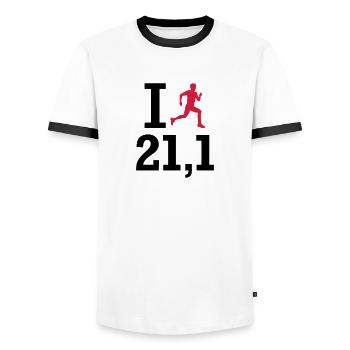 Marathon - T-shirt contrasté Homme - blanc/noir - Devant - AI Model Female 172 light (172cm) & AI Model Male 178 dark (178cm)