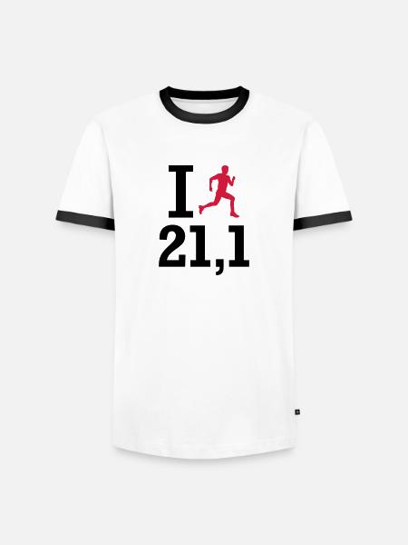 Marathon - Männer Kontrast-T-Shirt - Weiß/Schwarz