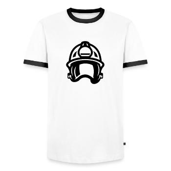 firefighter's helmet - Men's Ringer Shirt - white/black - Front - AI Model Female 172 light (172cm) & AI Model Male 178 dark (178cm)