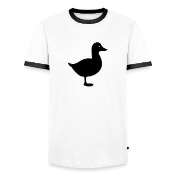 Duck - Men's Ringer Shirt - white/black - Front - AI Model Female 172 light (172cm) & AI Model Male 178 dark (178cm)