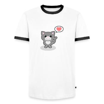 Süße Katze - Männer Kontrast-T-Shirt - Weiß/Schwarz - Vorne - AI Model Female 172 light (172cm) & AI Model Male 178 dark (178cm)