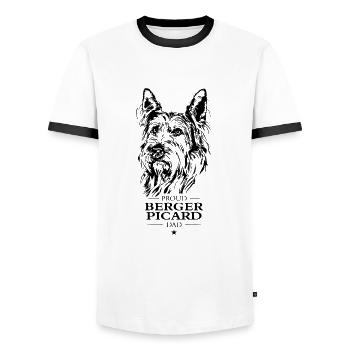 Berger Picard Dad Dog Dog Wilsigns - Men's Ringer Shirt - white/black - Front - AI Model Female 172 light (172cm) & AI Model Male 178 dark (178cm)