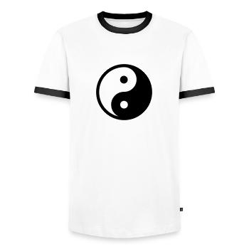 Yin yang - Men's Ringer Shirt - white/black - Front - AI Model Female 172 light (172cm) & AI Model Male 178 dark (178cm)