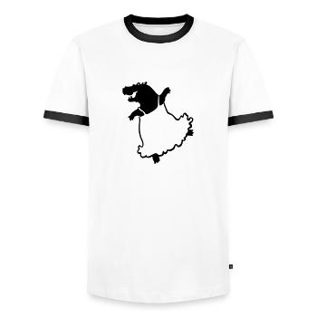 dancing hippo in dress - Men's Ringer Shirt - white/black - Front - AI Model Female 172 light (172cm) & AI Model Male 178 dark (178cm)