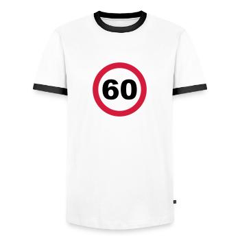 60 Geburtstag - Männer Kontrast-T-Shirt - Weiß/Schwarz - Vorne - AI Model Female 172 light (172cm) & AI Model Male 178 dark (178cm)