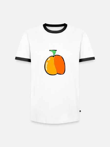 Pfirsich - Männer Kontrast-T-Shirt - Weiß/Schwarz