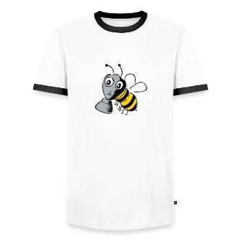 La protection des abeilles! - T-shirt contrasté Homme - blanc/noir - Devant - AI Model Female 172 light (172cm) & AI Model Male 178 dark (178cm)