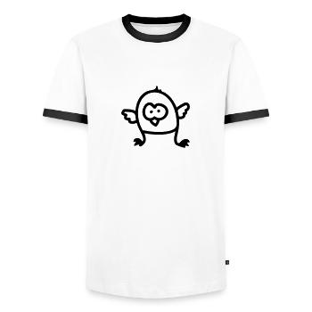 Little Bird - Line - Men's Ringer Shirt - white/black - Front - AI Model Female 172 light (172cm) & AI Model Male 178 dark (178cm)
