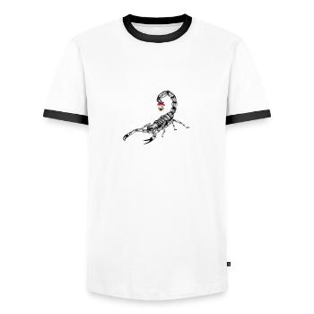 Skorpion - Männer Kontrast-T-Shirt - Weiß/Schwarz - Vorne - AI Model Female 172 light (172cm) & AI Model Male 178 dark (178cm)