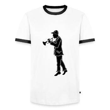 trompettiste - T-shirt contrasté Homme - blanc/noir - Devant - AI Model Female 172 light (172cm) & AI Model Male 178 dark (178cm)