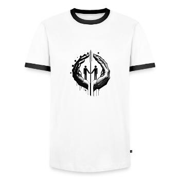 Save our Planet - Männer Kontrast-T-Shirt - Weiß/Schwarz - Vorne - AI Model Female 172 light (172cm) & AI Model Male 178 dark (178cm)