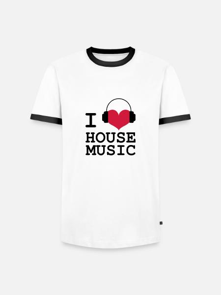 I Love House Music - Men's Ringer Shirt - white/black