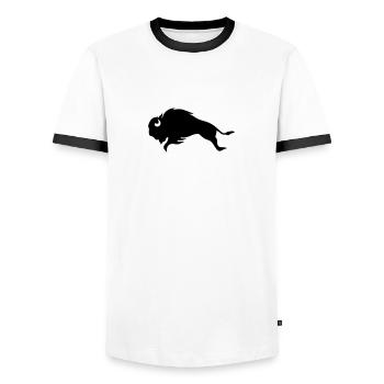 BLACK BISON BULL - Men's Ringer Shirt - white/black - Front - AI Model Female 172 light (172cm) & AI Model Male 178 dark (178cm)