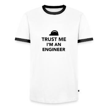 Trust me I'm an Engineer - T-shirt contrasté Homme - blanc/noir - Devant - AI Model Female 172 light (172cm) & AI Model Male 178 dark (178cm)