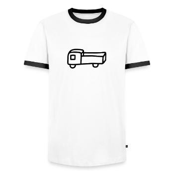 Pickup- Pick Up - Männer Kontrast-T-Shirt - Weiß/Schwarz - Vorne - AI Model Female 172 light (172cm) & AI Model Male 178 dark (178cm)