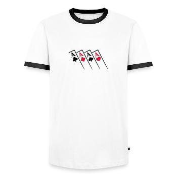 Poker Pokern King Ass T Shirt - Männer Kontrast-T-Shirt - Weiß/Schwarz - Vorne - AI Model Female 172 light (172cm) & AI Model Male 178 dark (178cm)