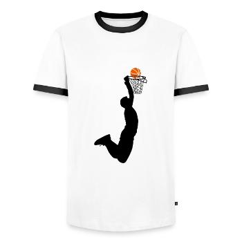 Basketteur joueur de basket- joueur de basket - T-shirt contrasté Homme - blanc/noir - Devant - AI Model Female 172 light (172cm) & AI Model Male 178 dark (178cm)