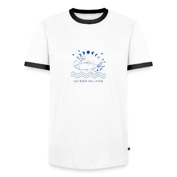 Go With The Flow - Männer Kontrast-T-Shirt - Weiß/Schwarz - Vorne - AI Model Female 172 light (172cm) & AI Model Male 178 dark (178cm)