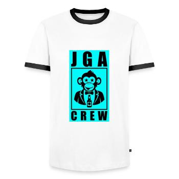 JGA Crew Junggesellenabschied Affe - Männer Kontrast-T-Shirt - Weiß/Schwarz - Vorne - AI Model Female 172 light (172cm) & AI Model Male 178 dark (178cm)