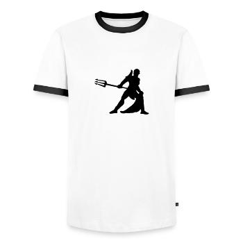 gladiator - Men's Ringer Shirt - white/black - Front - AI Model Female 172 light (172cm) & AI Model Male 178 dark (178cm)