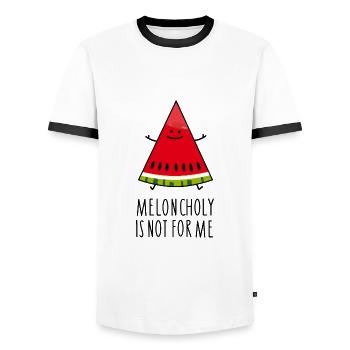 Lustige Optimismus Melone - Männer Kontrast-T-Shirt - Weiß/Schwarz - Vorne - AI Model Female 172 light (172cm) & AI Model Male 178 dark (178cm)