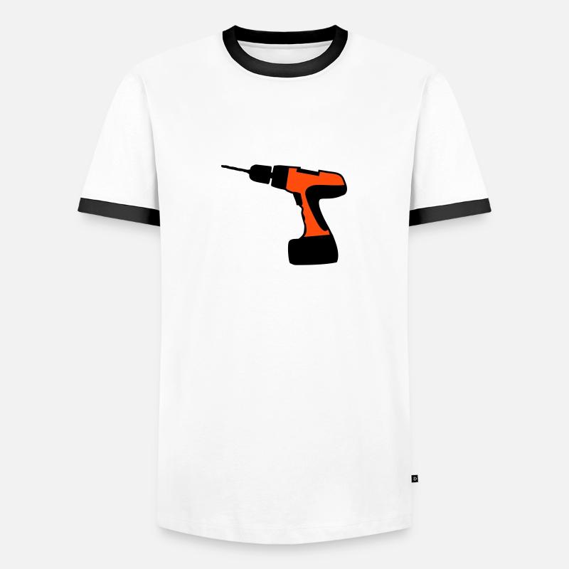 akkuschrauber - Männer Kontrast-T-Shirt - Weiß/Schwarz