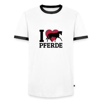 I love Pferde - Männer Kontrast-T-Shirt - Weiß/Schwarz - Vorne - AI Model Female 172 light (172cm) & AI Model Male 178 dark (178cm)