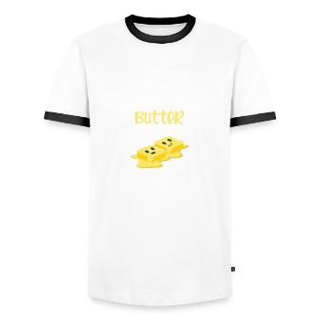 Le beurre que vous êtes en examen et foodie cadeau - T-shirt contrasté Homme - blanc/noir - Devant - AI Model Female 172 light (172cm) & AI Model Male 178 dark (178cm)