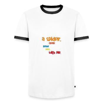 Spider Kills Funny and Joker Gift - Men's Ringer Shirt - white/black - Front - AI Model Female 172 light (172cm) & AI Model Male 178 dark (178cm)