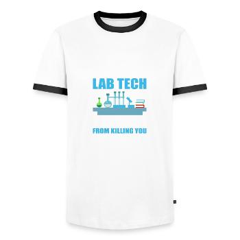 I'm Labor Tech. Laboratory Technician Gift - Men's Ringer Shirt - white/black - Front - AI Model Female 172 light (172cm) & AI Model Male 178 dark (178cm)