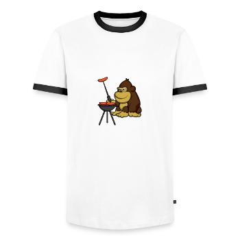 Grilla Wortin illustrateur Cadeau - T-shirt contrasté Homme - blanc/noir - Devant - AI Model Female 172 light (172cm) & AI Model Male 178 dark (178cm)