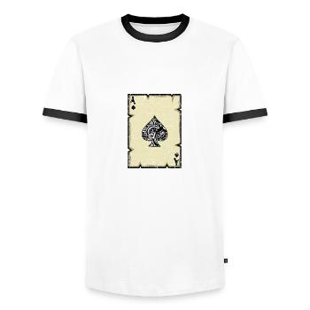Ace Card Addicted to Gaming. Poison - Men's Ringer Shirt - white/black - Front - AI Model Female 172 light (172cm) & AI Model Male 178 dark (178cm)