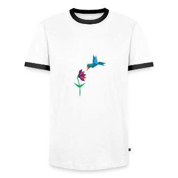 Origami Bird Orendamist Poison - Men's Ringer Shirt - white/black - Front - AI Model Female 172 light (172cm) & AI Model Male 178 dark (178cm)