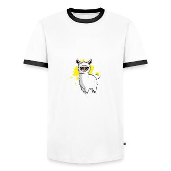 Pas de poison pour les amoureux des animaux problamama - T-shirt contrasté Homme - blanc/noir - Devant - AI Model Female 172 light (172cm) & AI Model Male 178 dark (178cm)
