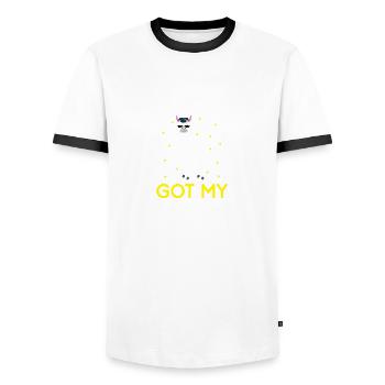 Habe mein Dipllaama bekommen. Humorvolle Person Ge - Männer Kontrast-T-Shirt - Weiß/Schwarz - Vorne - AI Model Female 172 light (172cm) & AI Model Male 178 dark (178cm)