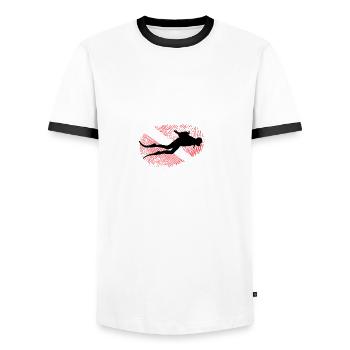 In My DNA Professional Diver Poison - Men's Ringer Shirt - white/black - Front - AI Model Female 172 light (172cm) & AI Model Male 178 dark (178cm)