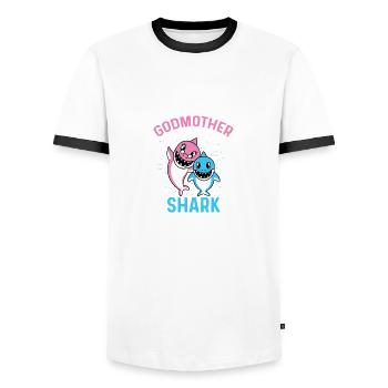 Poison Protecteur de Mère Requin - T-shirt contrasté Homme - blanc/noir - Devant - AI Model Female 172 light (172cm) & AI Model Male 178 dark (178cm)