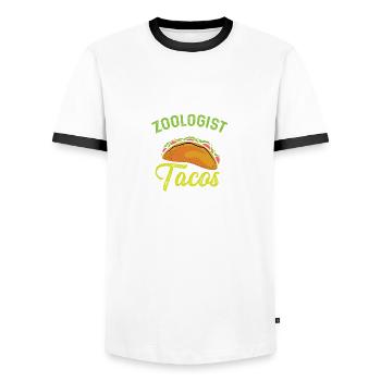 Work for tacos. Animal Lovers Gift - Men's Ringer Shirt - white/black - Front - AI Model Female 172 light (172cm) & AI Model Male 178 dark (178cm)