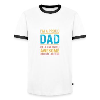 Fier Père Aimant Père Poison - T-shirt contrasté Homme - blanc/noir - Devant - AI Model Female 172 light (172cm) & AI Model Male 178 dark (178cm)