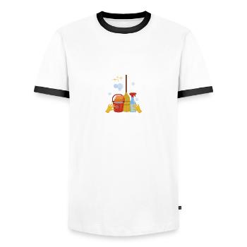 Femme de ménage folle nettoyeur d’hôtel poison - T-shirt contrasté Homme - blanc/noir - Devant - AI Model Female 172 light (172cm) & AI Model Male 178 dark (178cm)