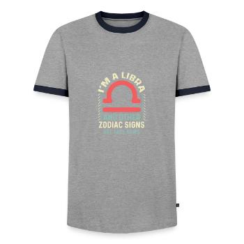 Fake News Open Person Cadeau - T-shirt contrasté Homme - gris/marine  - Devant - AI Model Female 172 light (172cm) & AI Model Male 178 light (178cm)
