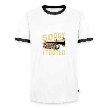 Désolé, j’ai tootte instrumentaliste Gift - T-shirt contrasté Homme - blanc/noir - Devant - AI Model Female 172 light (172cm) & AI Model Male 178 dark (178cm)
