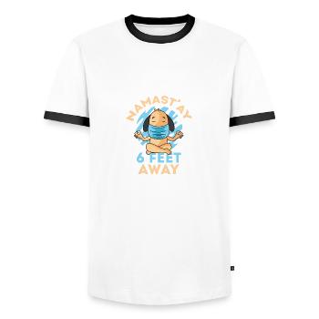 6 Fuß entfernt Joker oder lustig Gift - Männer Kontrast-T-Shirt - Weiß/Schwarz - Vorne - AI Model Female 172 light (172cm) & AI Model Male 178 dark (178cm)
