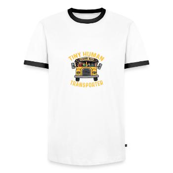 Petit véhicule homologué de transporteur humain - T-shirt contrasté Homme - blanc/noir - Devant - AI Model Female 172 light (172cm) & AI Model Male 178 dark (178cm)