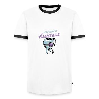 Orthodontic Assistant Dental Assistant Gi - Men's Ringer Shirt - white/black - Front - AI Model Female 172 light (172cm) & AI Model Male 178 dark (178cm)