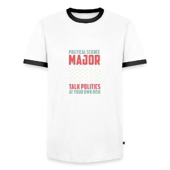 Parle politique Cadeau d’étudiant - T-shirt contrasté Homme - blanc/noir - Devant - AI Model Female 172 light (172cm) & AI Model Male 178 dark (178cm)
