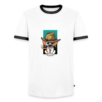 Nice Doberman Sheriff Dog Trainer Gift - Men's Ringer Shirt - white/black - Front - AI Model Female 172 light (172cm) & AI Model Male 178 dark (178cm)