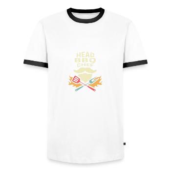 Kopf BBQ Chef Chefkoch Geschenk - Männer Kontrast-T-Shirt - Weiß/Schwarz - Vorne - AI Model Female 172 light (172cm) & AI Model Male 178 dark (178cm)