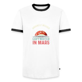 Rédacteur en chef de Mars Editor-in-Chief Gift - T-shirt contrasté Homme - blanc/noir - Devant - AI Model Female 172 light (172cm) & AI Model Male 178 dark (178cm)